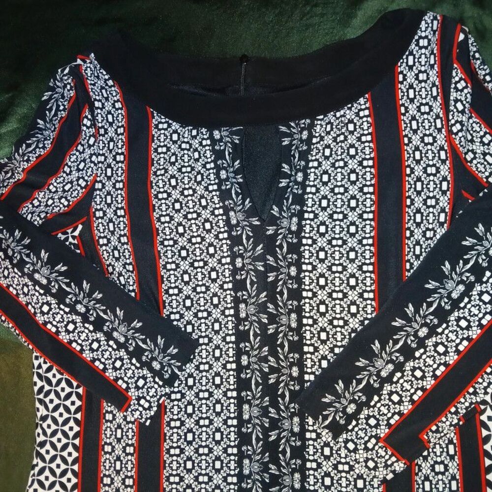 Joseph Ribkoff Geometric Graphic Panel Shift Dress - Size 14 - Made in Canada